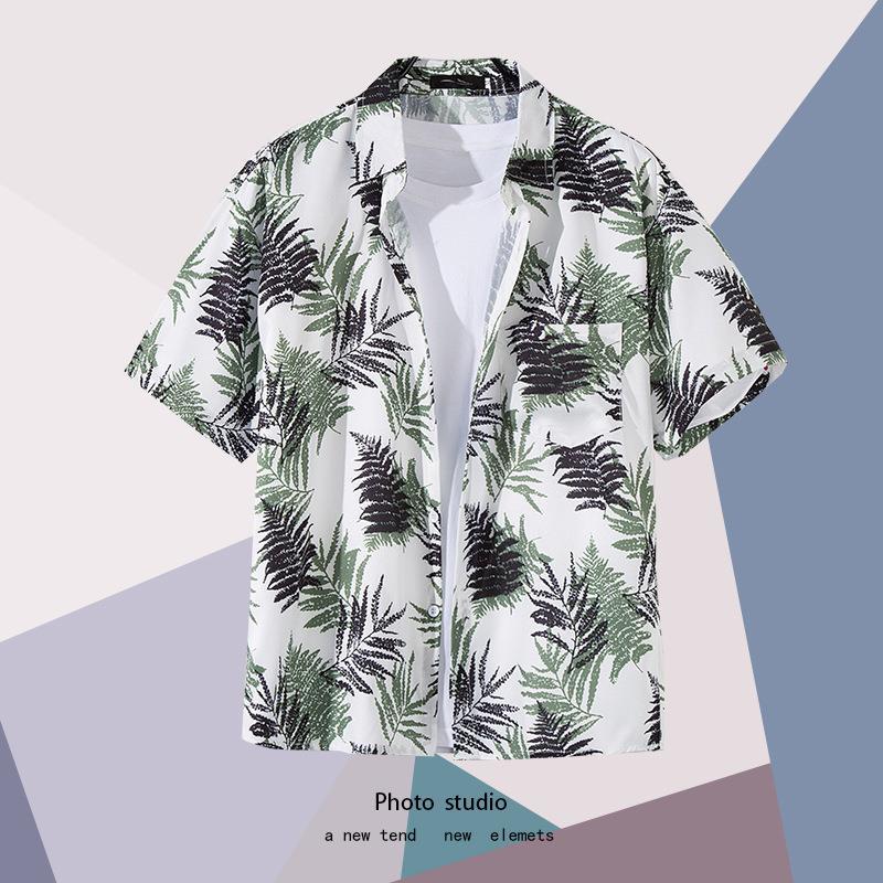 Summer Beach Floral Men'S And Women'S Thin Shirts Trendy Hawaiian Port Style Loose Tie-Dye Short-Sleeved Couple Shirts