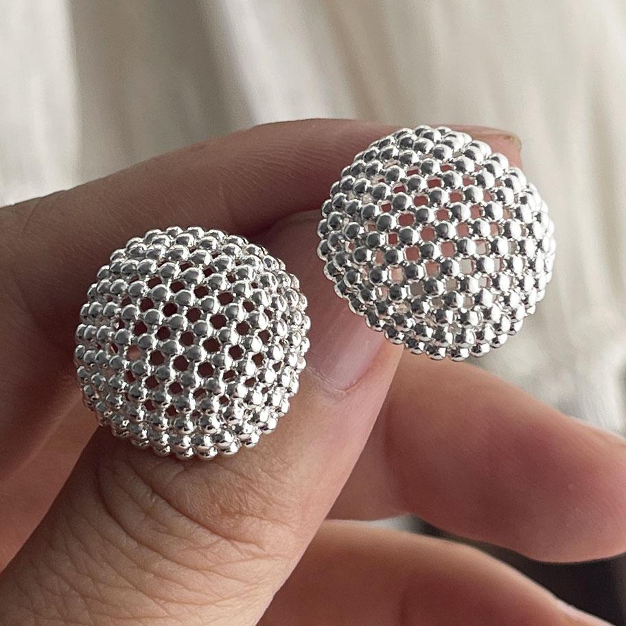 

925 Sterling Silver Vintage Earrings For Women Trendy Simple Round Hollow Earring Jewelry Prevent Allergy Party Accessories