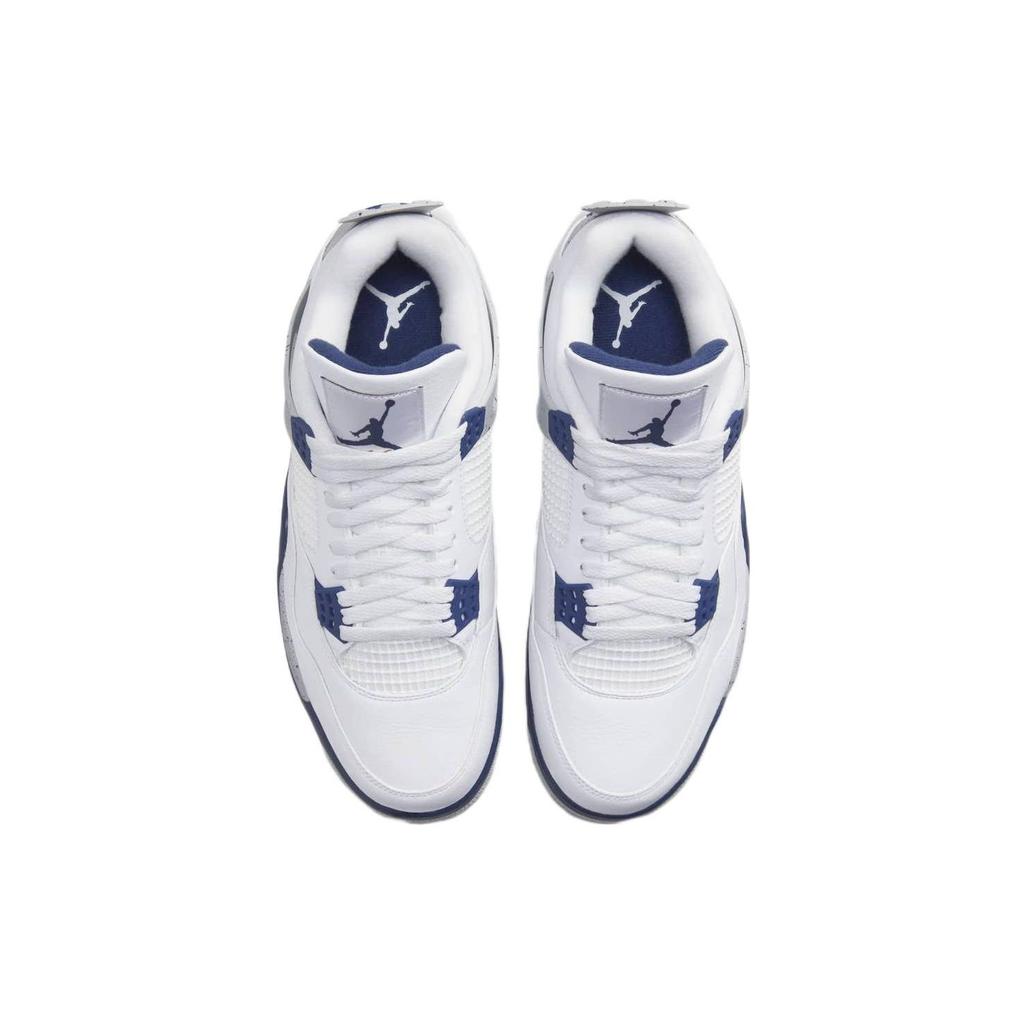 Air Jordan 4 Retro Midnight Navy Unisex Αθλητικά Παπούτσια Λευκό Ανοιχτό-Γκρι-Καπνίς Κόκκινο-Φωτιά DH6927-140