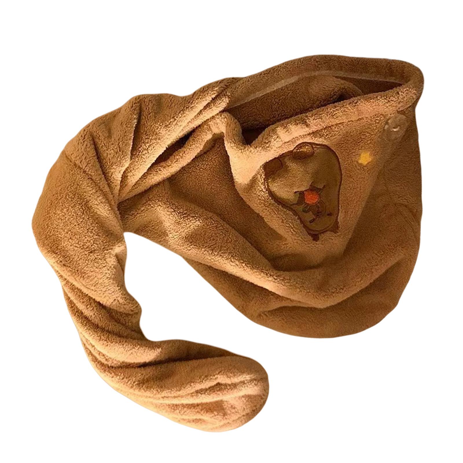 

Bath Accessories High Absorbency Capybara Hair Towel Wrap Fast Drying Microfiber Towel with Button for Wet Hair C