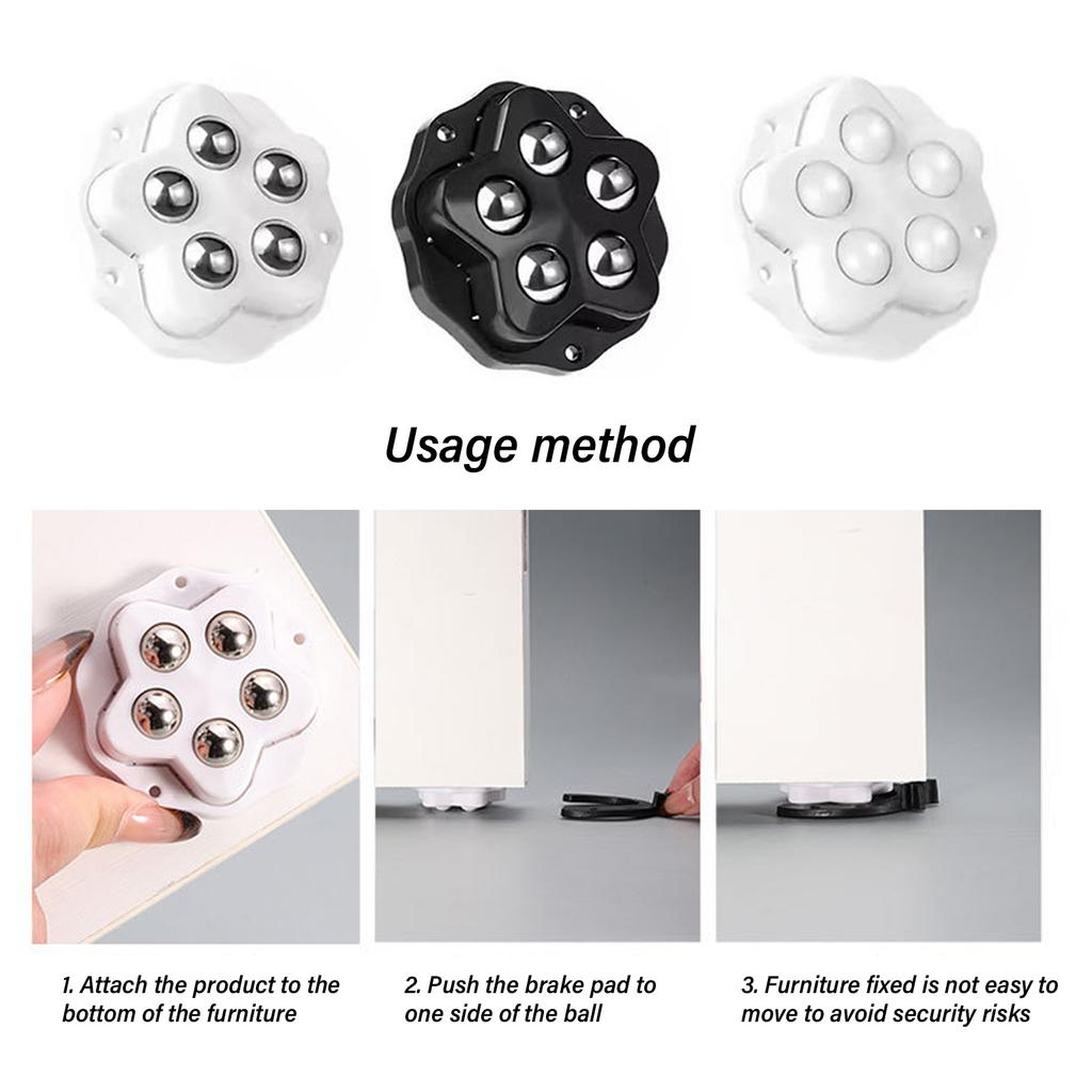 4Pcs Self Adhesive Casters Wheel 360 Degree Rotation Sticky Pulley Sliders Appliance Rollers for Kitchen Appliances