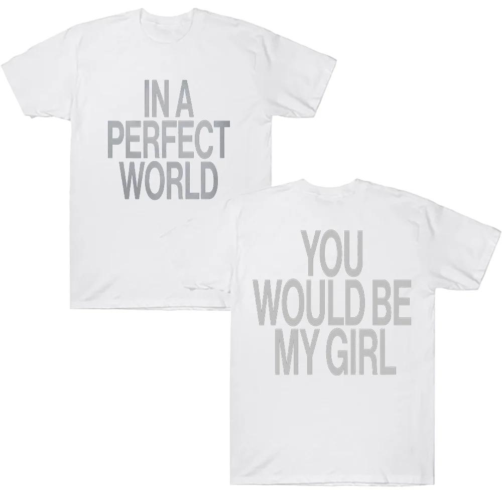 The Kid LAROI Album Merch T-Shirts Perfect World Tee Baumwoll-T-Shirt Unisex-T-Shirt Rundhals Kurzarm Kleidung Ästhetische T-Shirts