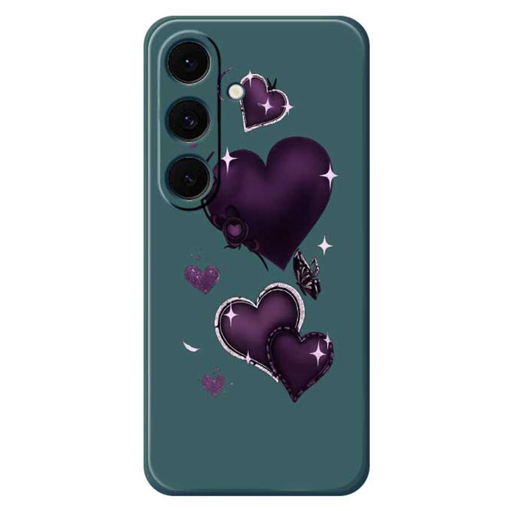 For Samsung Galaxy S25 FE Case Purple Love Pattern Printing Straight Edge TPU Phone Back Cover