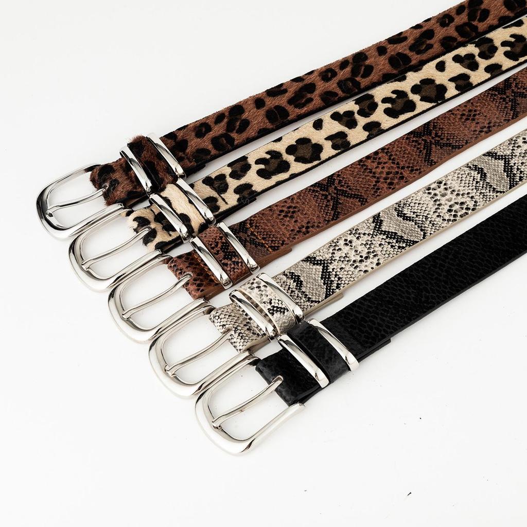 Women's Leopard & Snake Print Double Ring Buckle Belt - Versatile European & American Style