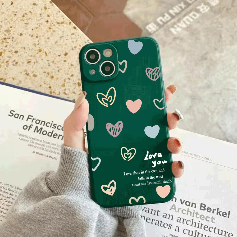 Graffiti Love Silicone Phone Case for IPhone 14 15 16 Plus for IPhone 13 14 15 12 11 16 Pro Max 12 Mini XS Max TPU Protect Cover