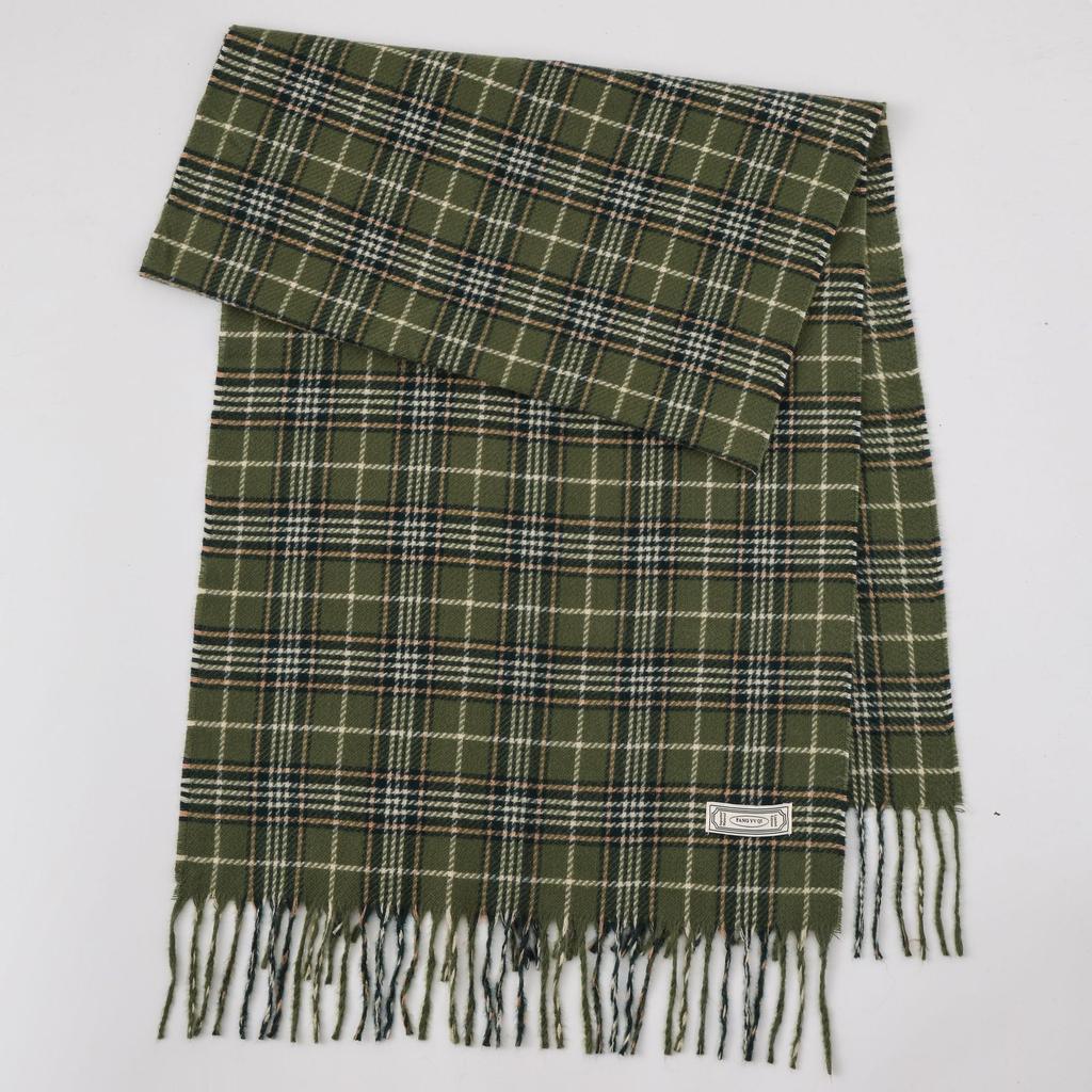 Winter new versatile plaid scarf women's color matching warm fringed scarf checkerboard high-end imitation cashmere scarf