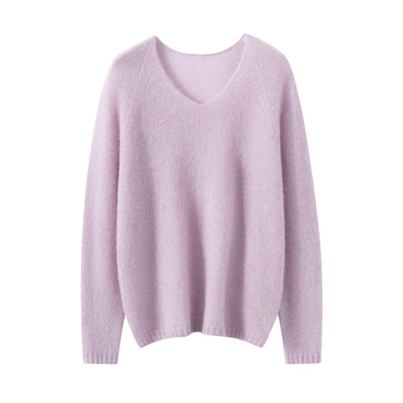 Classic Cashmere & Mulberry Silk V-Neck Women's Pullover Knitwear