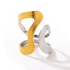18K Gold & Stainless Steel Open Line Ring with Irregular Curve Design