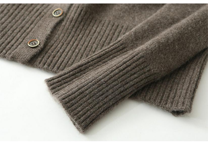 High-End Women's Stand-Up Collar Wool Cardigan Coat - Autumn/Winter Casual Knit Sweater.