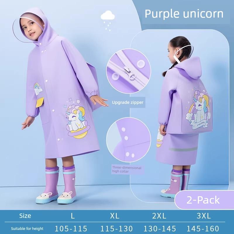 Dingqing Children's Raincoat for Boys and Girls, Thickened, Full-Body Waterproof, Suitable for Kindergarten and Primary School Students, with Hood