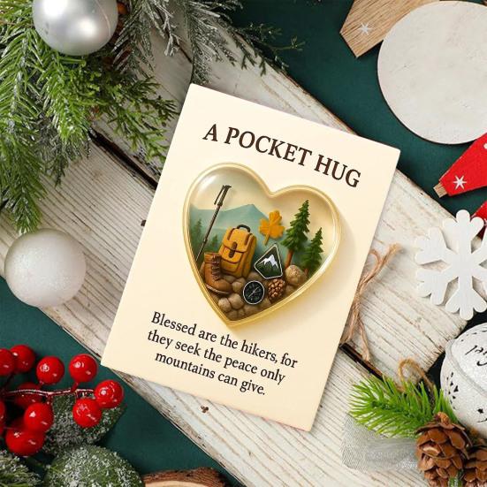 Camping Pocket Hug with Inspirational Cards Heart-Shaped Hiking Pocket Hug Keepsake Token Hikers Campers Nature Enthusiasts Gift