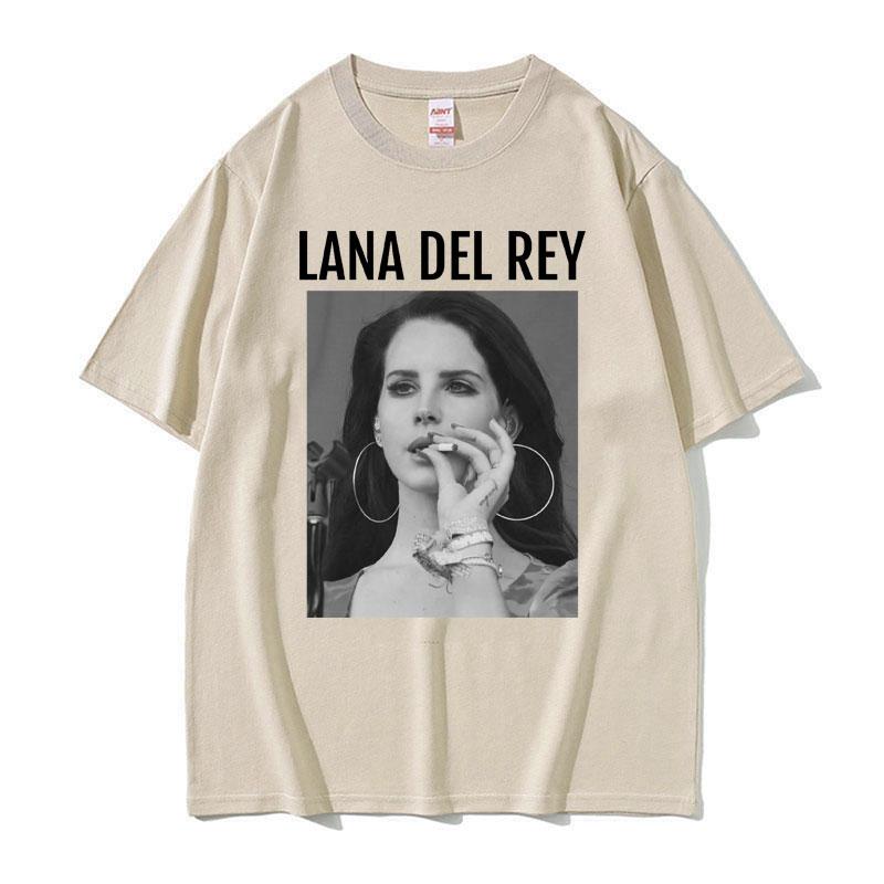 Singer Lana Del Rey Smoking Graphics Tshirt Unisex Women Fashion Hip Hop Streetwear T Shirt Casual Oversized Cotton T Shirts Tops