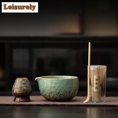 Fırınlanmış Akışlı Sırlı Japon Matcha Çay Seti Bambu Çırpıcı Çay Kaşığı Çay Setleri İç Mekan İçecek Dükkanı Çay Demleme Aracı Aksesuarları
