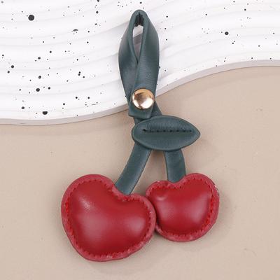 Niedliche 3D Leder Pfirsich Herz Kirsche Auto Schlüsselanhänger Rot Rosa Herz Vielseitiger Taschenanhänger Schlüsselanhänger Anhänger Für Frauen