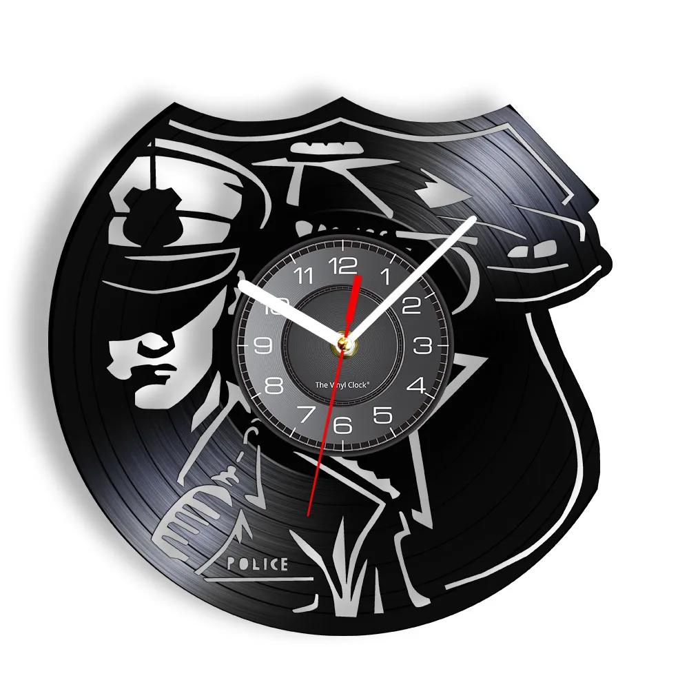 Sheriff Police Creative Vinyl Record Wall Clock Law Enforcement Police Home Decoration Wall Watch Police Gift Wall Clock