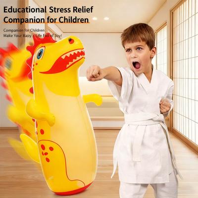 95cm Inflatable Dinosaur Punching Bag Antistress Toy for Kids Stress Relief Outdoor Training Bag Hand-Eye Coordination Fun Play
