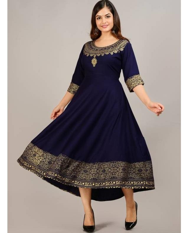 Anarkali Kurta-Kleid aus Viskose und Rayon für Damen mit angenähtem Dupatta-Set, Party-Kleidung, Top, Tunika, Kurti