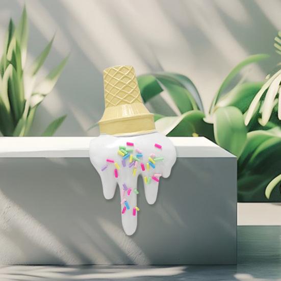 Yousheng Melting Ice Cream Figurine Falling Ground Ice Cream Cone Resin Statue Sculpture Home Office Desktop Decoration Ornament