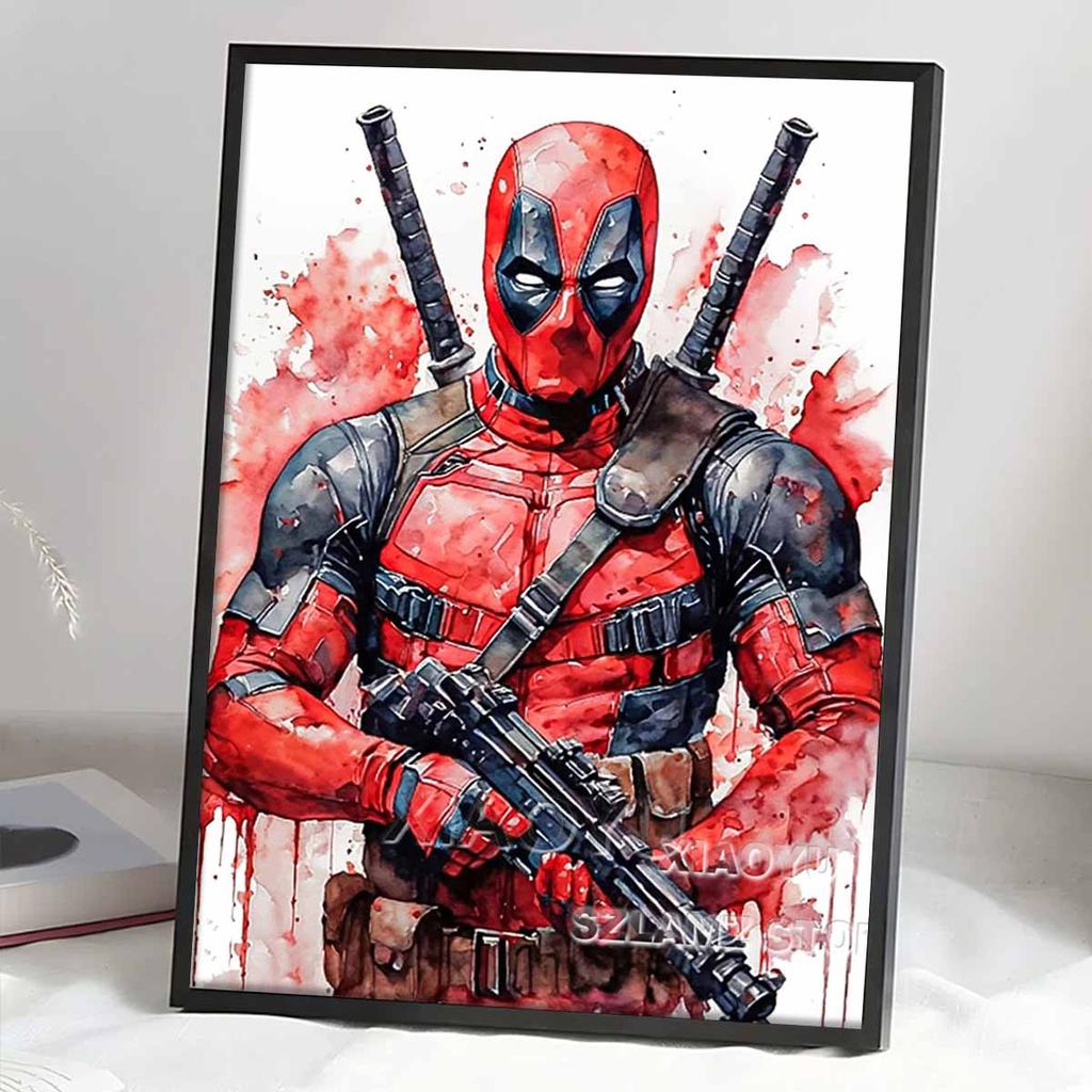 5D DIY Diamond Art Painting Kits for Adults, Deadpool Full Round Crystal Diamond Kits for Beginner for Home Wall Decorate