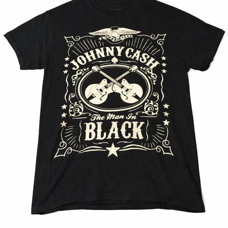 VTG Johnny Cash black shirt Tour Country Music NI359 FREE SHIPPING XL
