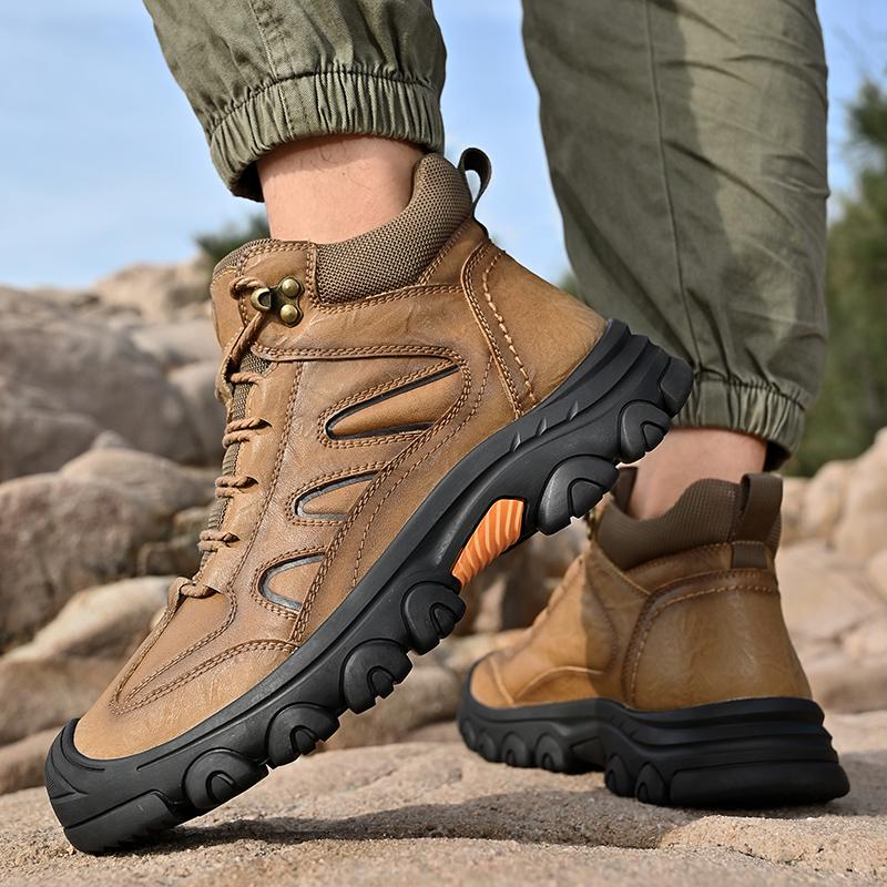 Fashion Handmade Men Hiking Shoes Genuine Leather Mens Walking Shoes All-match Men's Basic Boots Outdoor Men Winter Plush Snow Boots