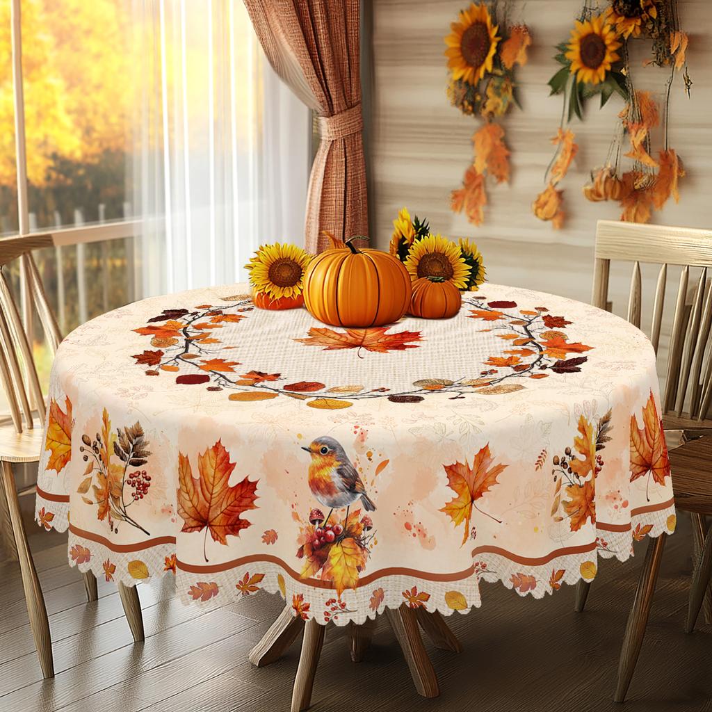1 Piece Of Maple Leaf Patterned Autumn Tablecloth, Vintage Rectangular Round Tablecloth, Suitable For Thanksgiving Holiday Party Autumn Decorations, I