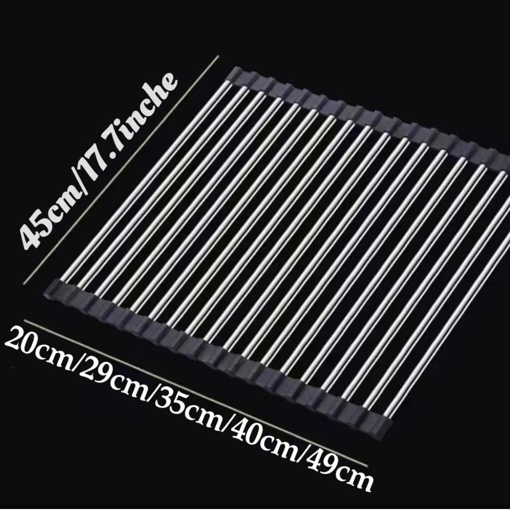1pcs Roll Up Dish Drying Rack Over The Sink Foldable Portable Kitchen Dish Drainer Space Saving Sink Organizer