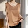 Women's Sleeveless Summer Silk Camisole - Loose Fit, Round Neck, Mulberry Silk Base Layer Top