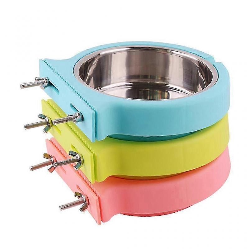 Dog Crate Bowl Removable Stainless Steel Hanging Pet Bowls Cage Feeder Dish