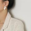 Vintage White Oil Dripping Flower Stud Earrings For Women Korean Metal Irregular Petal Post Earrings Zircon Party Accessories