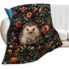 Cute Hedgehog Forest Decor Super Cozy Plush Lightweight Soft Flannel Fleece Jungle Animal Blanket Gifts For Girls Boys Kids