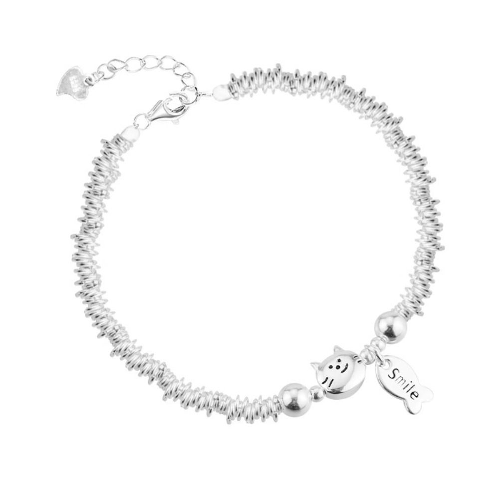 2PCS Cute Cat Fish Bracelet Lovers Friends Metal Beaded Bracelet Cute Dog Bracelets  Friendship