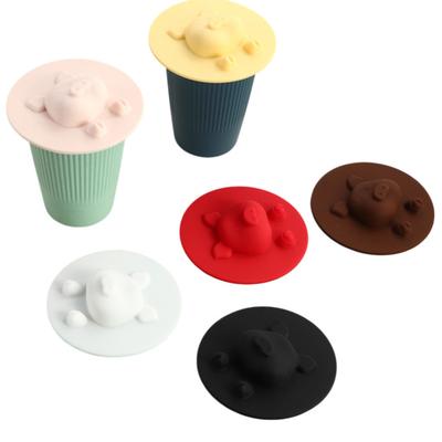 Piggy Silicone Cup Lid Heat Resistant Non-Slip Mug Cover Microwave Safe Cute Pig Cup Cover for Coffee Tea Hot Drinks