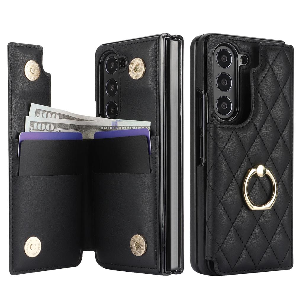Luxus Leder Ring Wallet Kartenhalter Handyhülle für Samsung Galaxy Z Fold 7 6 5 4 mit Ständer Schutzhülle