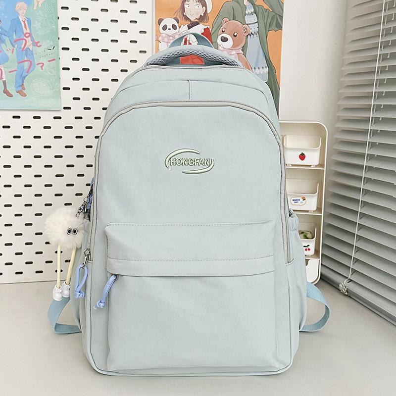 Schoolbag Small Fresh Literary Sense Girl Backpack Middle and High School Students Solid Color Lightweight Versatile Schoolbag Large Capacity Backpack