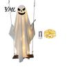 Reusable Fabric Ghost for Trees Halloween Light Up Hanging Decoration, Spooky Large on A Illuminated Decor Store Windows Swing with Witch Hat