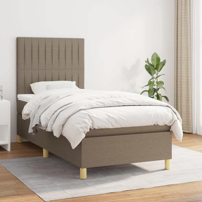 Maison Exclusive - Sommier à lattes de lit avec matelas Taupe 100x200 cm Tissu