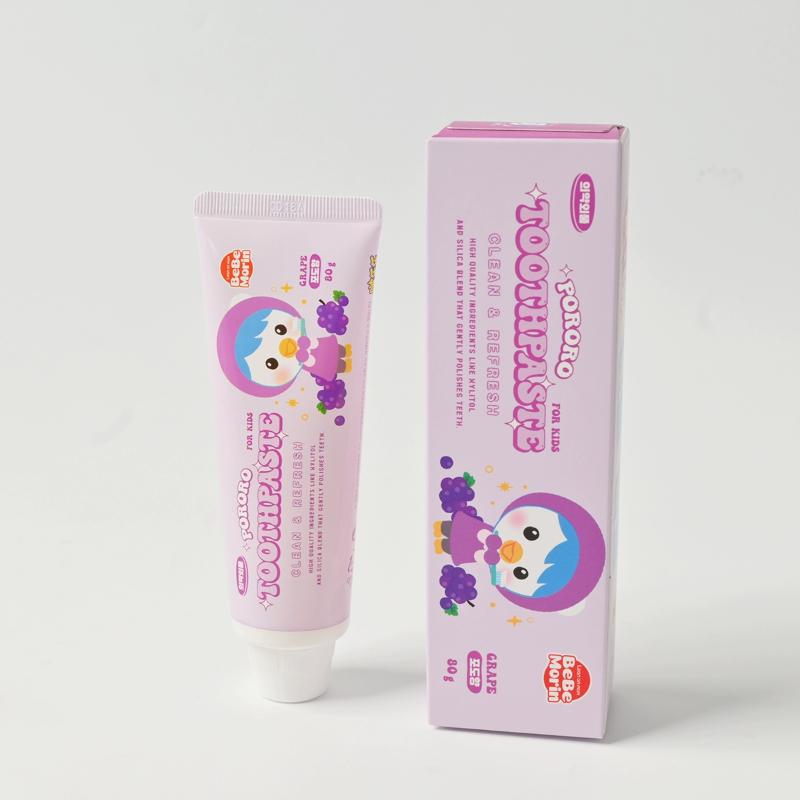 Pororo Kinderzahnpasta - Kariesschutz Niedriger Fluoridgehalt Mundpflege mit 4 Fruchtgeschmacksrichtungen, Verbesserung der Zahnfleischgesundheit