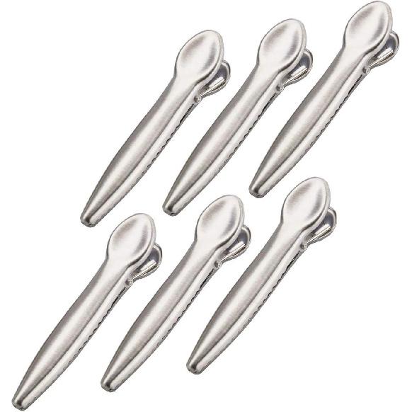 TAODAN Set of 6 Heavy Duty Stainless Steel Alligator Clips,Fresh-Keeping Clamp Jaw Sealing Clips Air Tight Seal Grip on Coffee & Food Bags