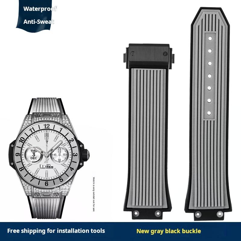 For HUBLOT BIG BANG Series Silicone Rubber Strap 27x17mm Convex Interface Watch Band Men Collapsible Buckle Bracelet Accessories