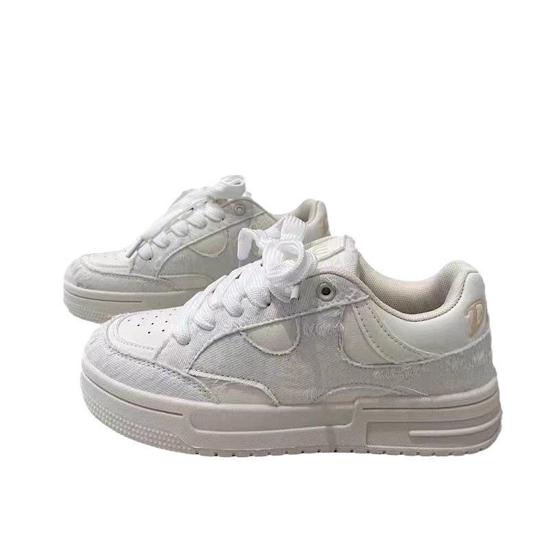 New student denim blue retro thick-soled heightening casual bread shoes breathable sports board shoes
