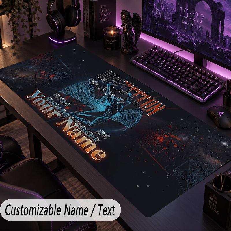 Large Mouse PadLed Zeppelin Custom Name Text Personalized Desk Mat Non Slip Gaming Pad