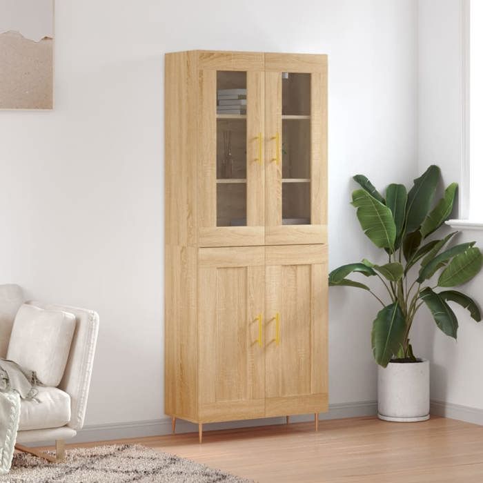 VidaXL Buffet haut Chêne sonoma 69,5x34x180 cm Bois d'ingénierie 3198332