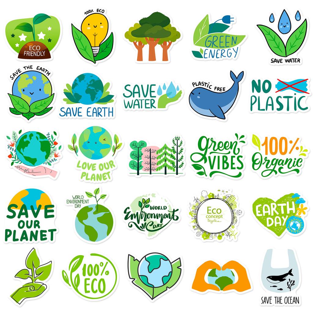 50 Environmental Protection Phrases Graffiti Stickers Suitcase Stickers Mobile Phone Tablet Computer Decoration Stickers
