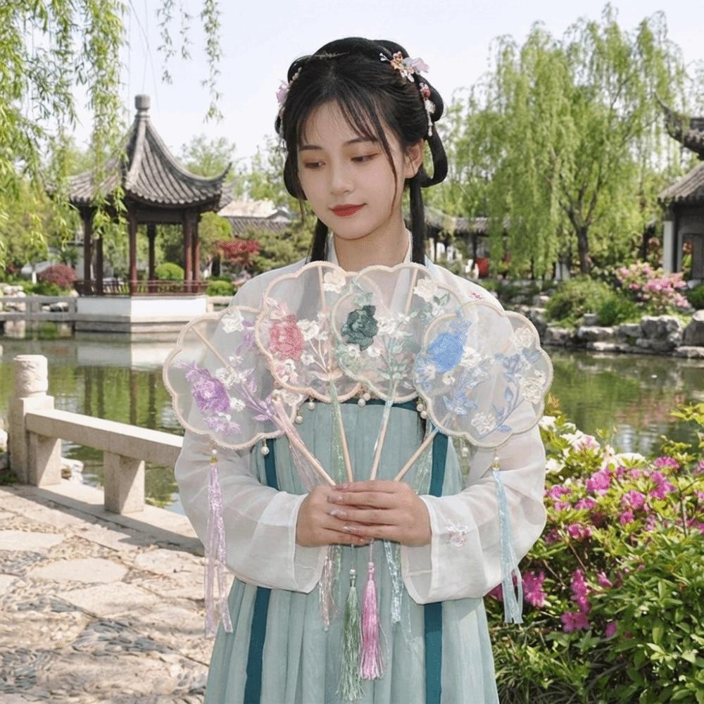 Decorative Chinese Style Fan Handheld Floral Pattern Silk Fan Hanfu Fan  Photography Props