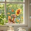 Squirrel & Sunflower Wall Decal,Watercolor Squirrel with Butterfly Window Sticker for Kids Room,Living Room & Kitchen Decor