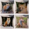 Cute Wild Fox Print Pillowcase Decorative  Animal  Polyester Cushion Cover for Sofa Home Car