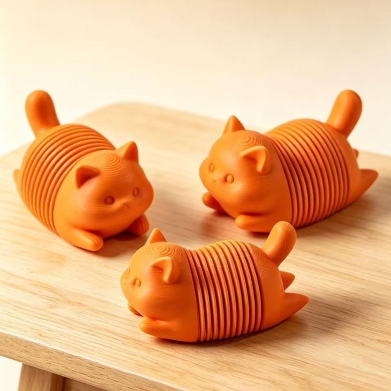 3D Printed Orange Cat Fidget Toy Soft Non-Toxic Stress Relief Toy for Bedroom Desk Decor Valentine's Day Gift