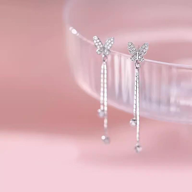 CopperButterfly tassel studded diamond earrings, female niche design accessories, earrings, new fashion, light luxury feeling