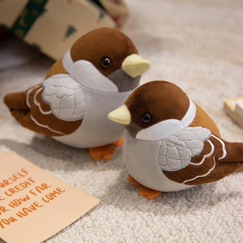 Favorite Toy Unisex Cute Chubby Sparrow Plush Toys Lifelike Stuffed Bird Doll Lovely Desktop Pets Office Companion Pretty Birthday Gift To Friends